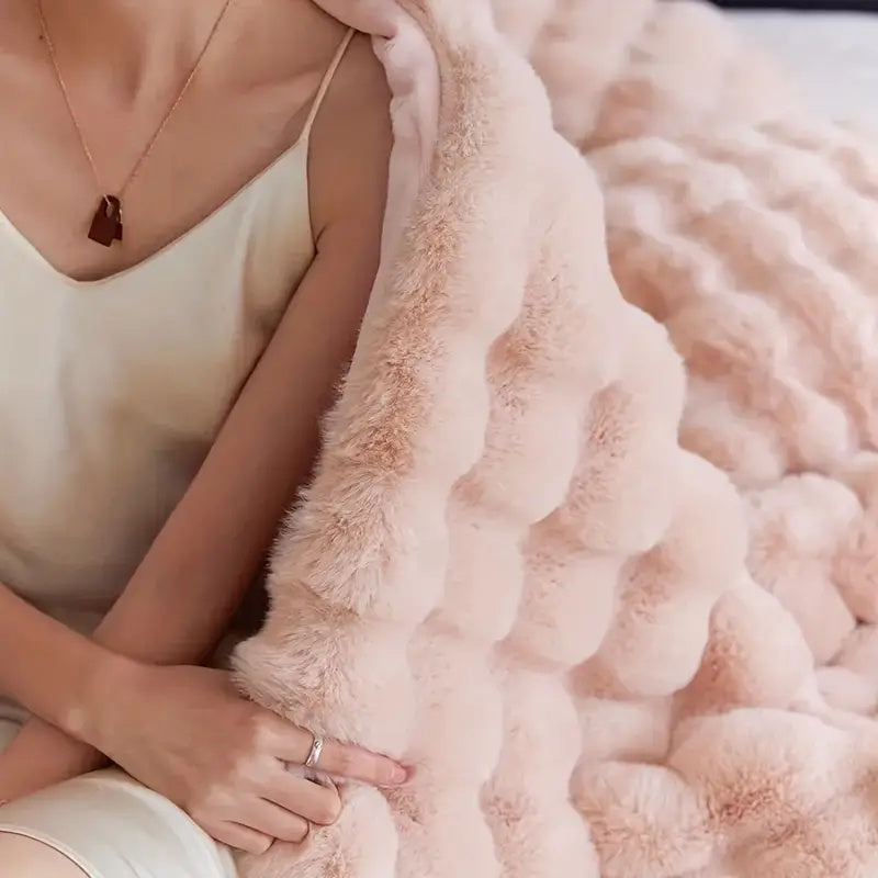 Rabbit Faux Fur Throw Blanket — Ultra-Plush, Cruelty-Free Warmth — Lifestyle 8