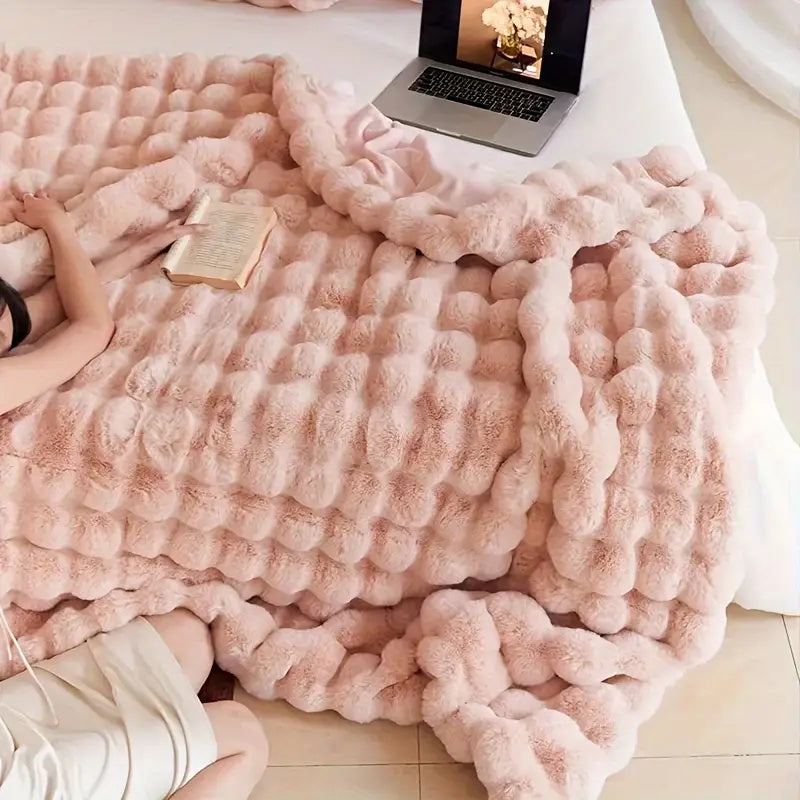 Rabbit Faux Fur Throw Blanket — Ultra-Plush, Cruelty-Free Warmth — Lifestyle 9