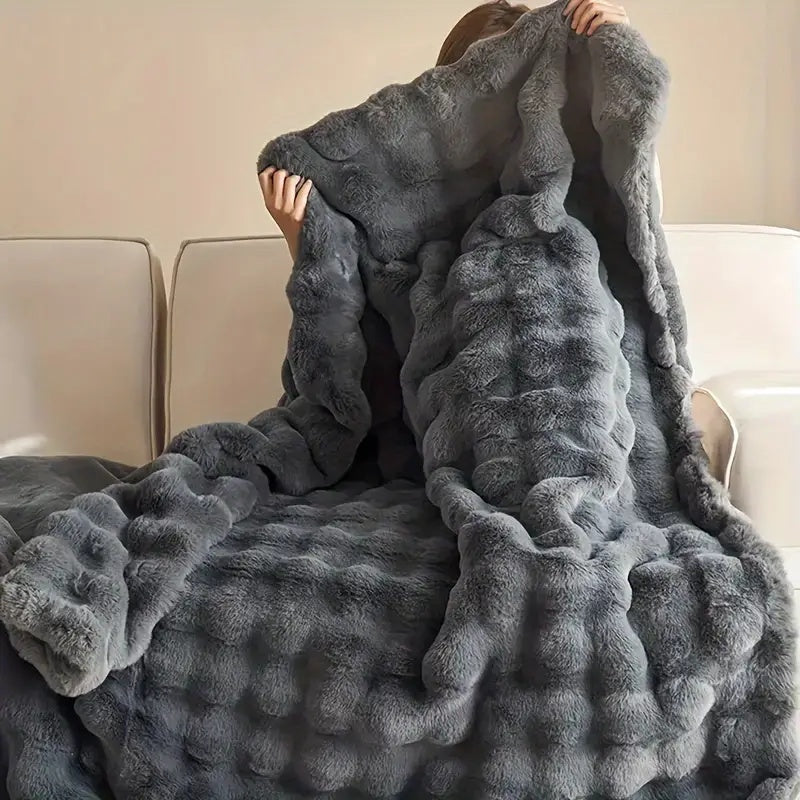 Rabbit Faux Fur Throw Blanket — Ultra-Plush, Cruelty-Free Warmth — Lifestyle 11