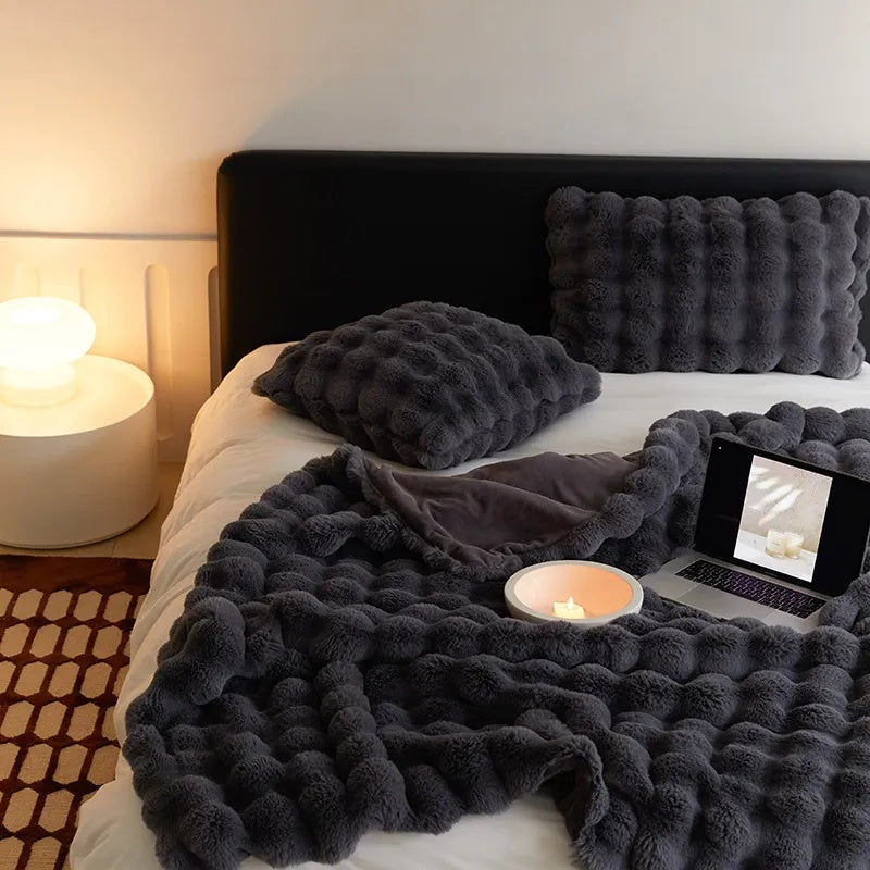Rabbit Faux Fur Throw Blanket — Ultra-Plush, Cruelty-Free Warmth — Lifestyle 12