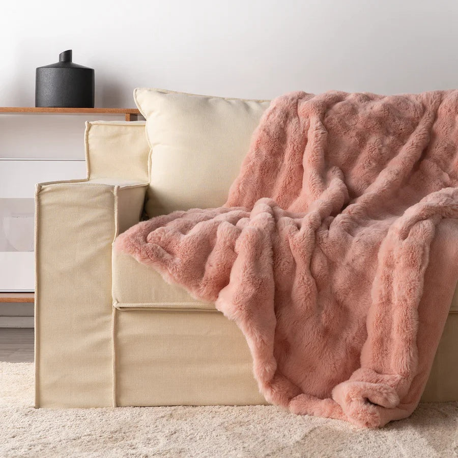 Rabbit Faux Fur Throw Blanket — Ultra-Plush, Cruelty-Free Warmth — Lifestyle 2