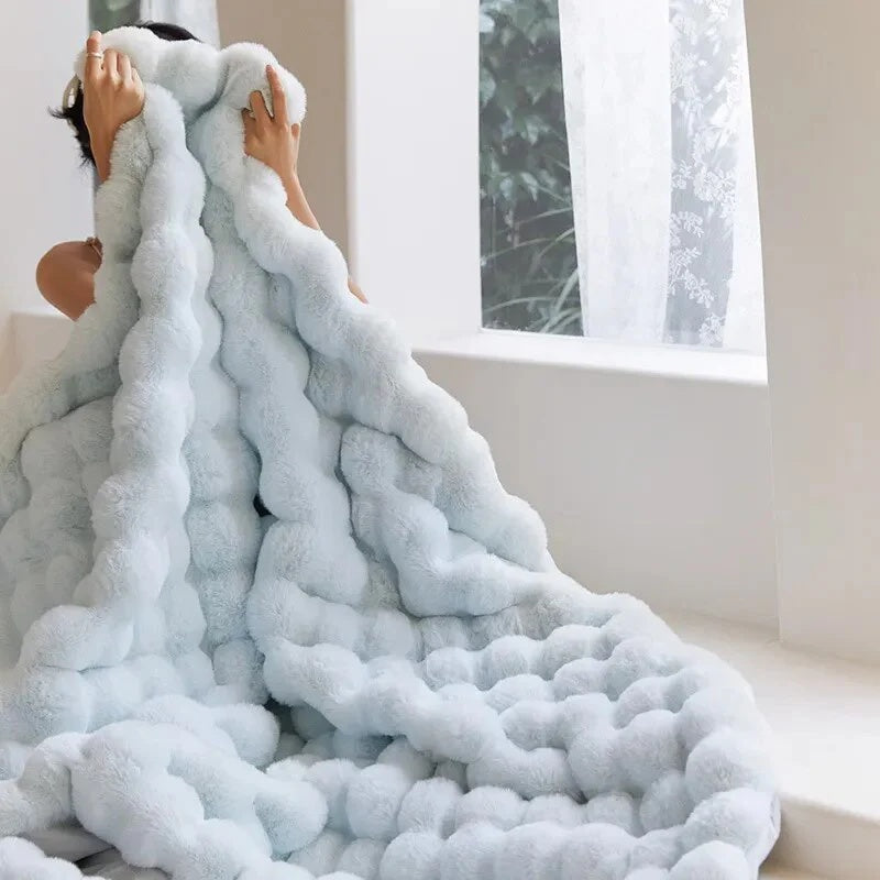 Rabbit Faux Fur Throw Blanket — Ultra-Plush, Cruelty-Free Warmth — Lifestyle 5