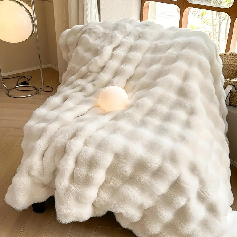 Rabbit Faux Fur Throw Blanket — Ultra-Plush, Cruelty-Free Warmth — Lifestyle 7