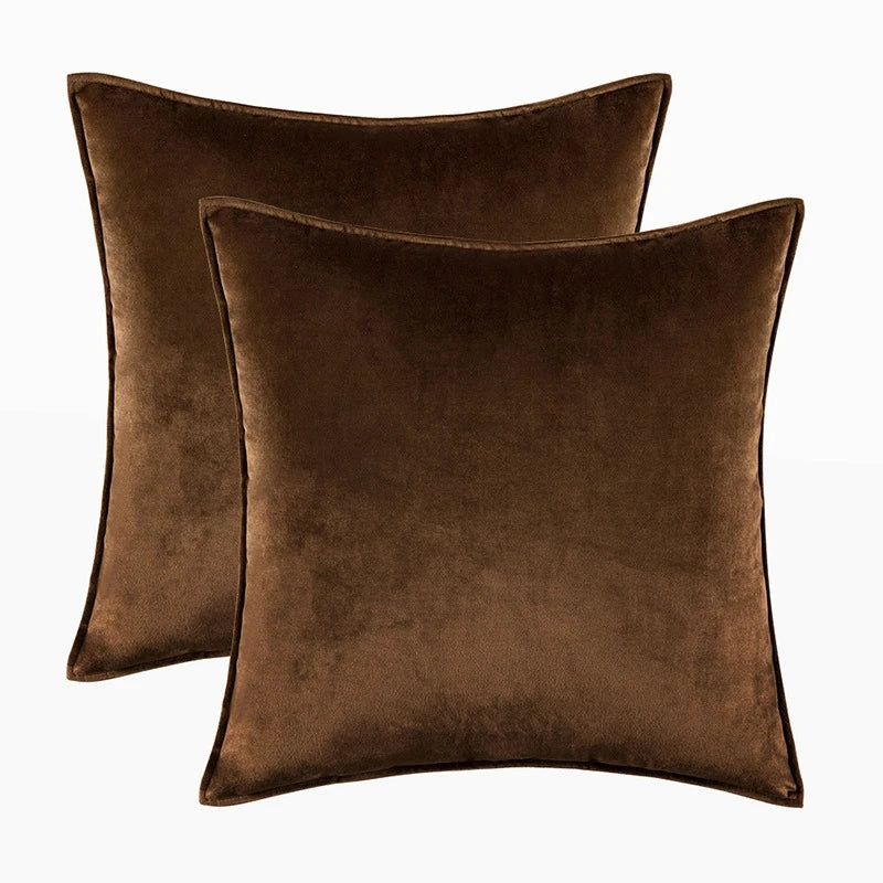 Velvet Cushion Cover Set — Tailored Piping, Set of 2 — Front view