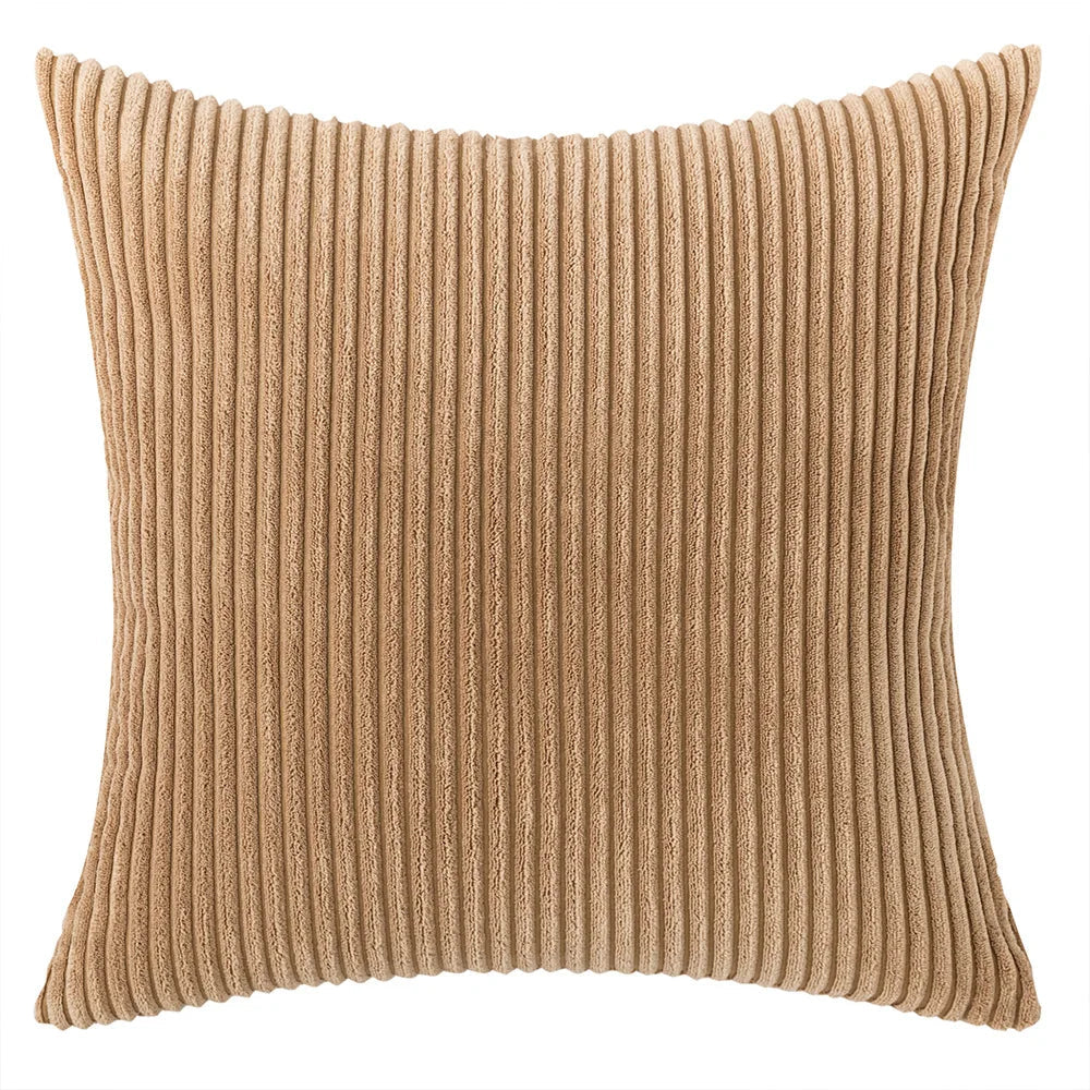 Wide-Wale Corduroy Cushion Cover — Ribbed Striped Texture — Lifestyle 10