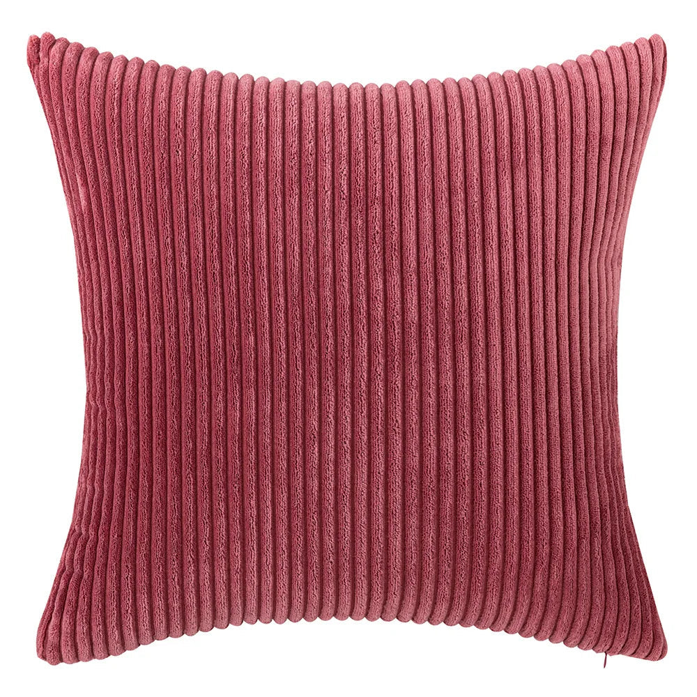 Wide-Wale Corduroy Cushion Cover — Ribbed Striped Texture — Front view