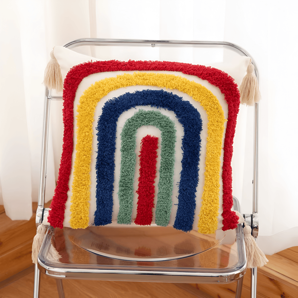 Checkered Tufted Cushion Cover — Boho Accent Cover — Lifestyle 9