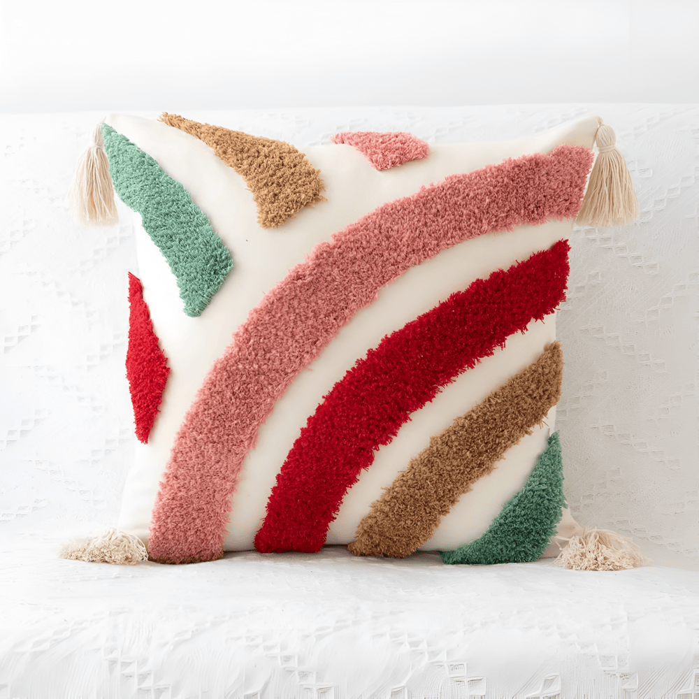 Checkered Tufted Cushion Cover — Boho Accent Cover — Lifestyle 4