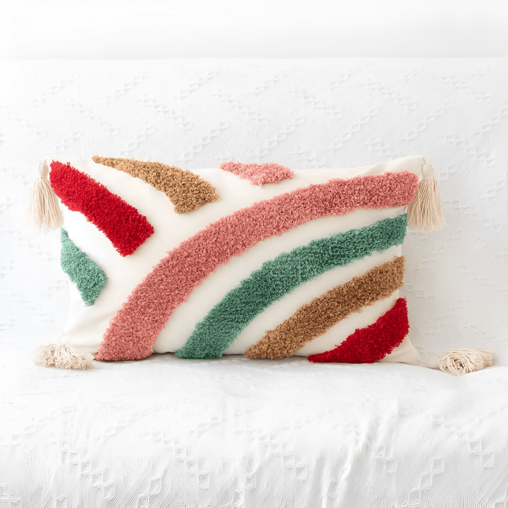 Checkered Tufted Cushion Cover — Boho Accent Cover — Lifestyle 5