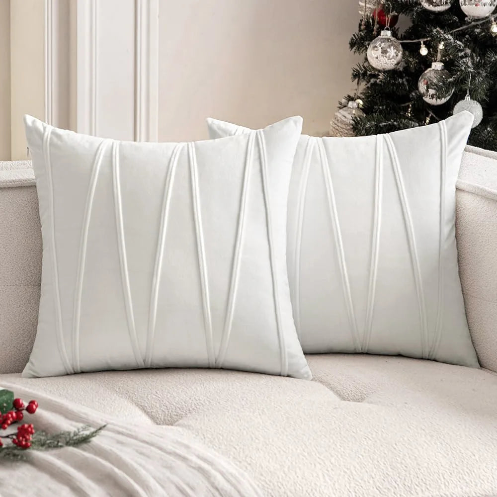 Wavy Line Cushion Cover — Geometric Velvet Scandi Accent — Lifestyle 5