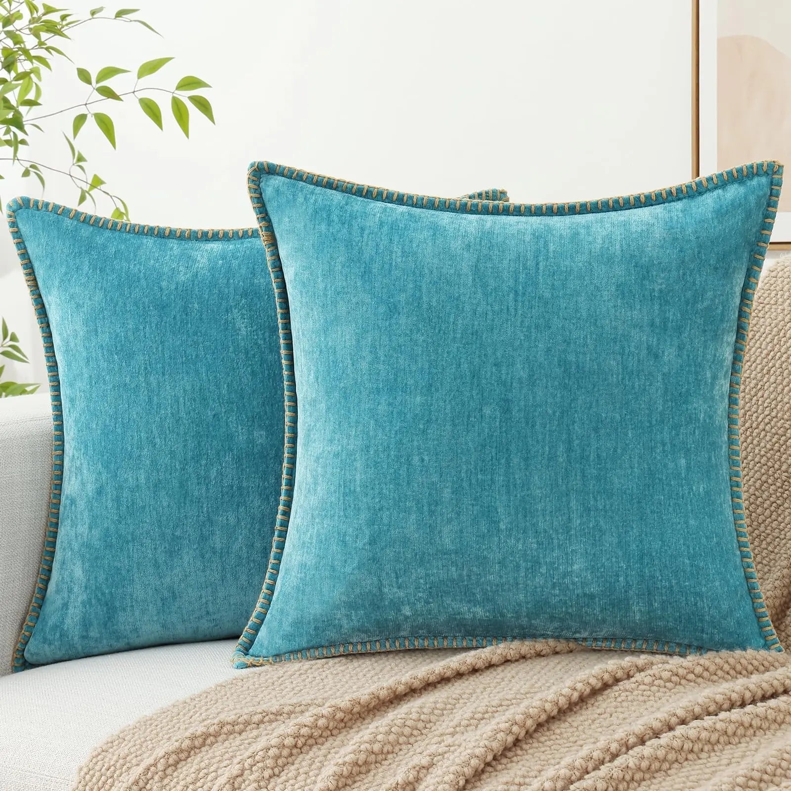 Textured Chenille Cushion Cover — Scandi Square Accent — Lifestyle 8