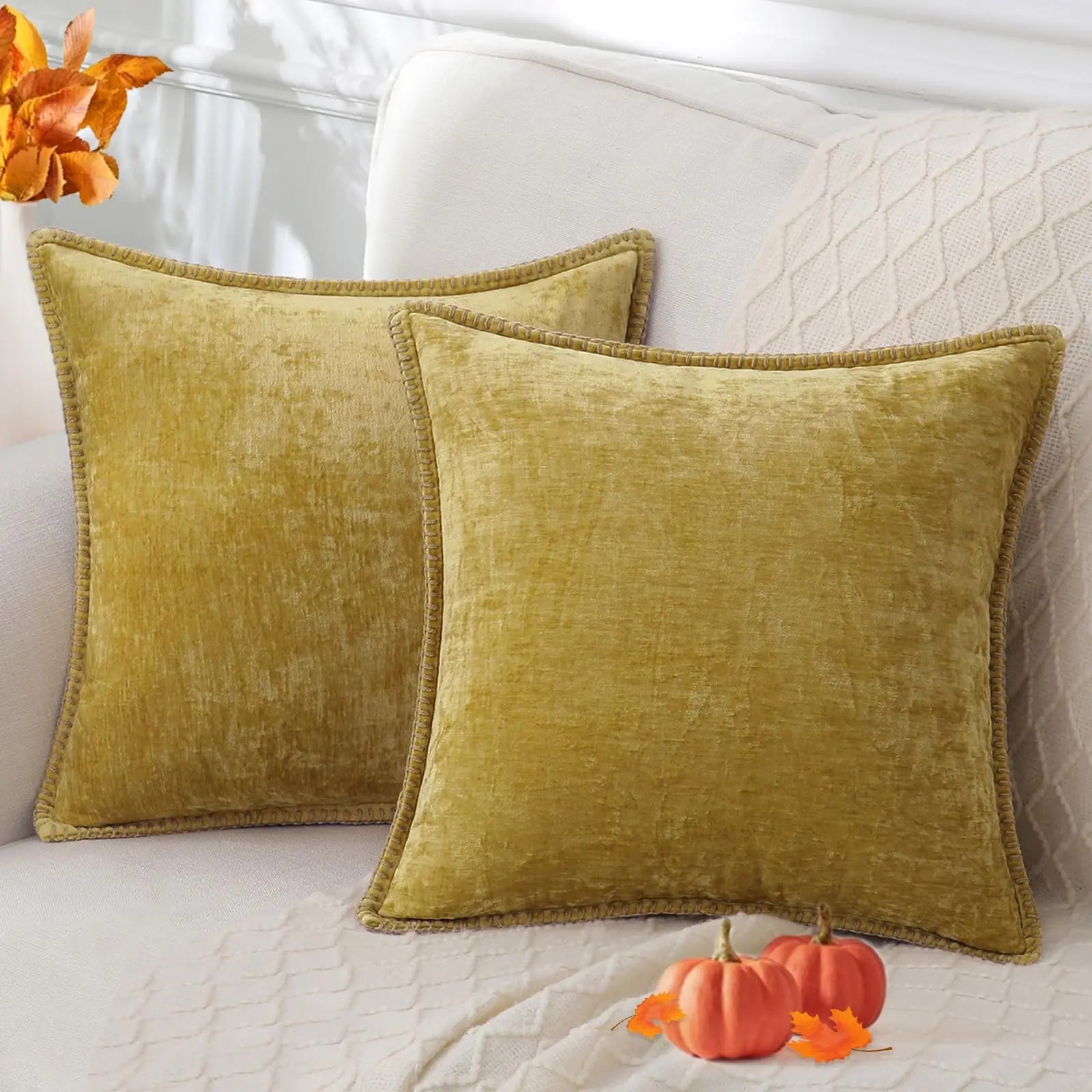 textured-chenille-cushion-cover-scandi-square-accent#Colour_Mineral Yellow - 2 pieces