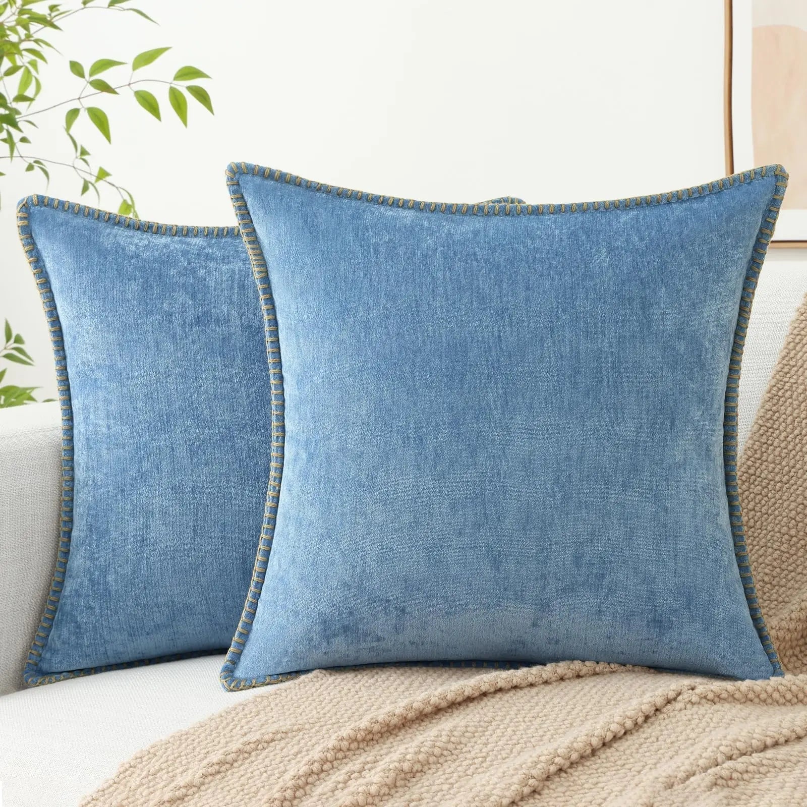 textured-chenille-cushion-cover-scandi-square-accent#Colour_Gray-blue - 2 pieces