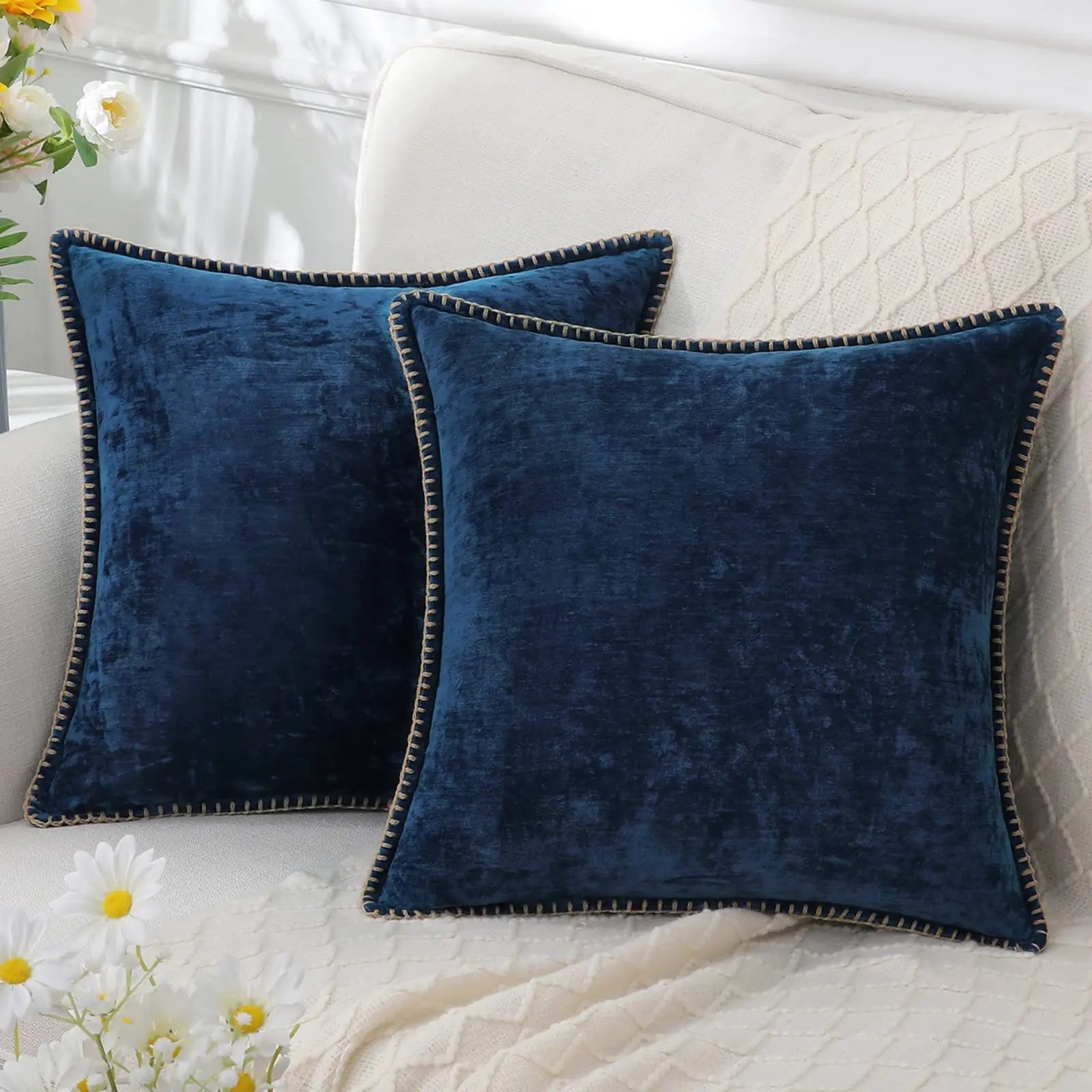 Textured Chenille Cushion Cover — Scandi Square Accent — Lifestyle 6