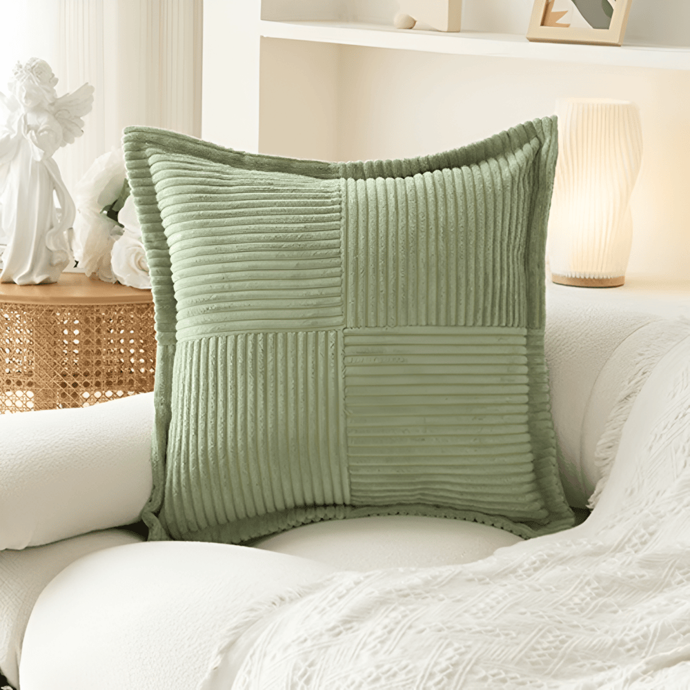 Scandi Quad-Ribbed Cushion Cover — Texture-on-Texture Accent — Lifestyle 3