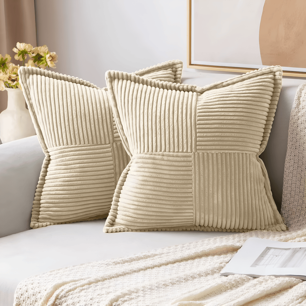 Scandi Quad-Ribbed Cushion Cover — Texture-on-Texture Accent — Front view