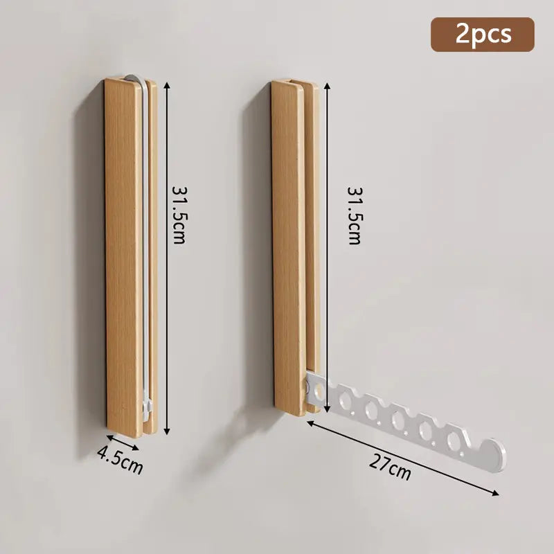Collapsible Timber Hanger Rail — Folding Wall-Mount Rack — Lifestyle 9