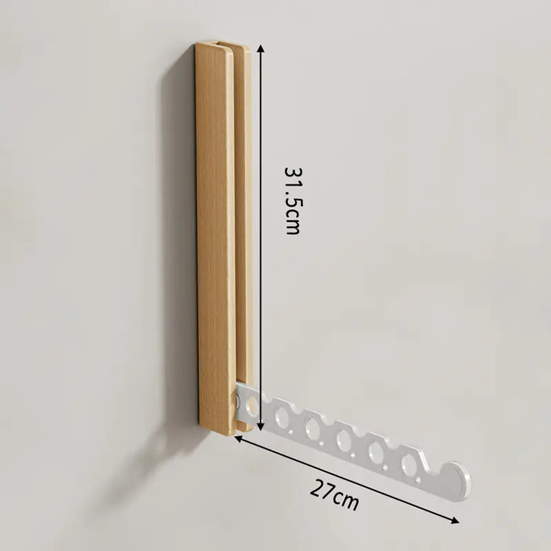 Collapsible Timber Hanger Rail — Folding Wall-Mount Rack — Front view