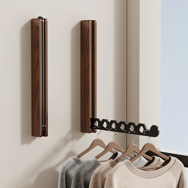 Collapsible Timber Hanger Rail — Folding Wall-Mount Rack — Lifestyle 4