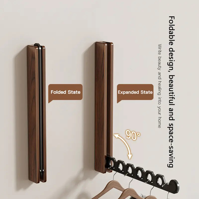 Collapsible Timber Hanger Rail — Folding Wall-Mount Rack — Lifestyle 5