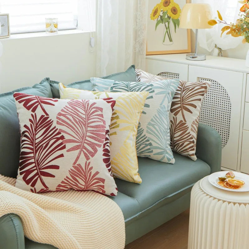 Tropical Palm Cushion Cover — Botanical Linen Accent — Lifestyle 7