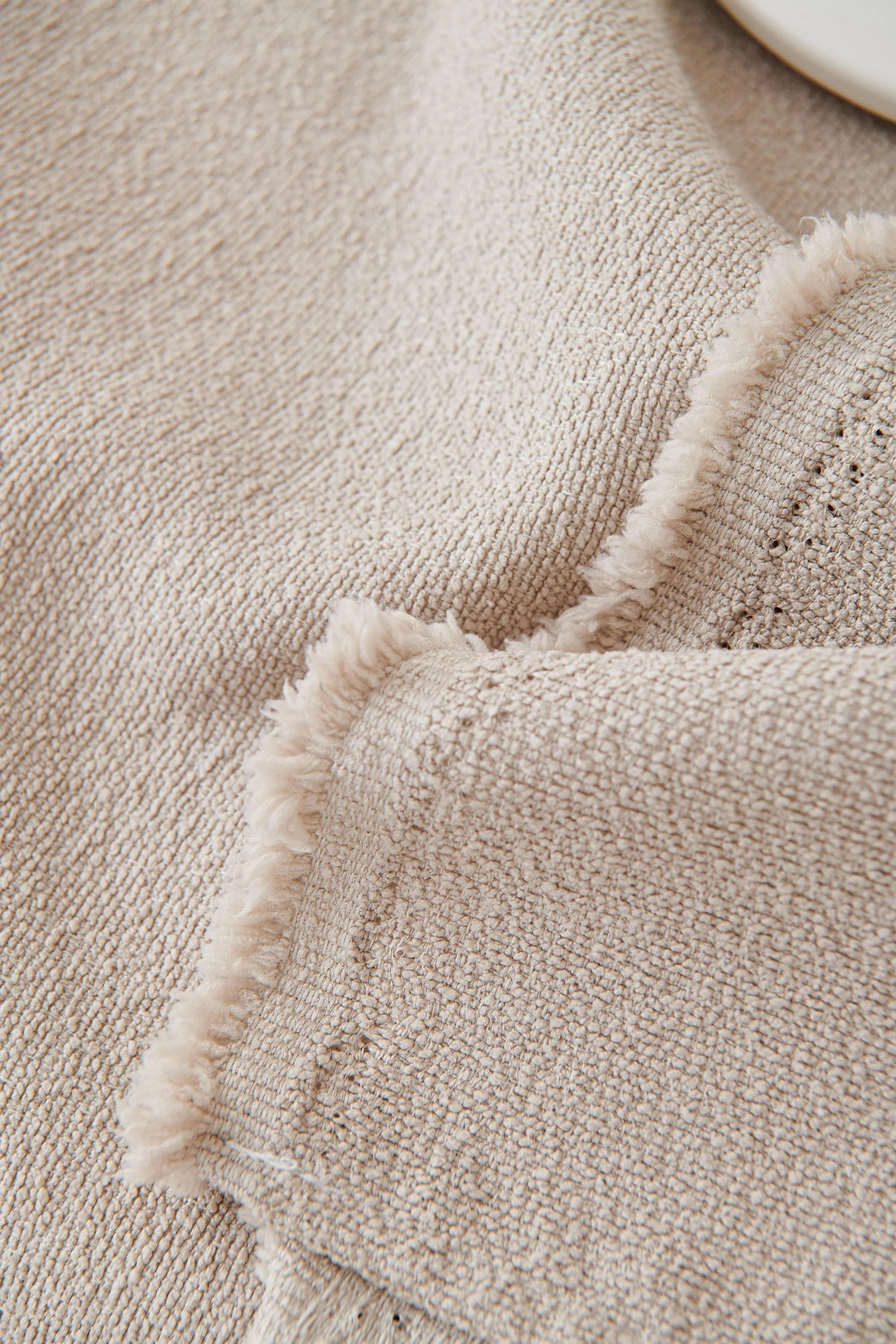 Monsoon Throw Blanket — Soft Textured Comfort in Milk Tea — Lifestyle 4