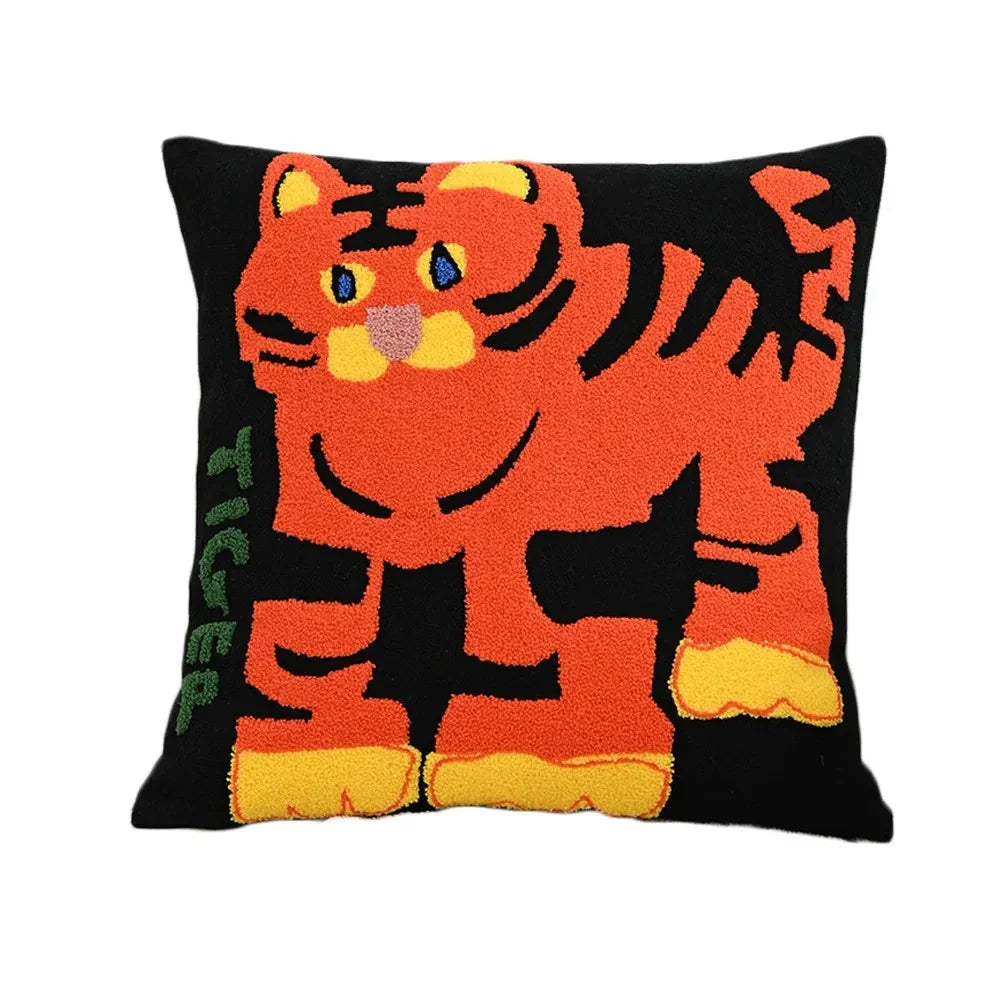 Nordic Animal Cushion Cover — Embroidered Cotton-Blend Accent — Lifestyle 5