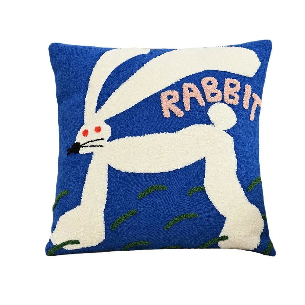Nordic Animal Cushion Cover — Embroidered Cotton-Blend Accent — Lifestyle 7