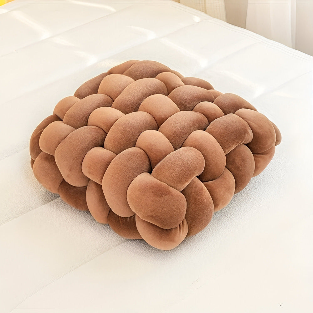 Woven Knot Cushion — Sculptural Oversized Decorative Accent — Lifestyle 1