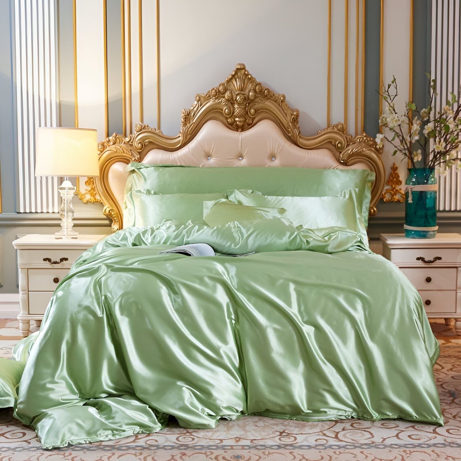 lavender-duvet-cover-set-silky-soft-3-piece-bedroom-ensemble#Colour_Light green