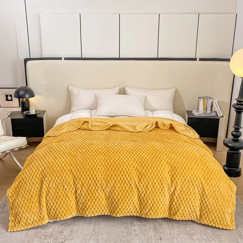 Fluffy Waffle-Check Throw Blanket — Plush Sofa Warmth — Lifestyle 2