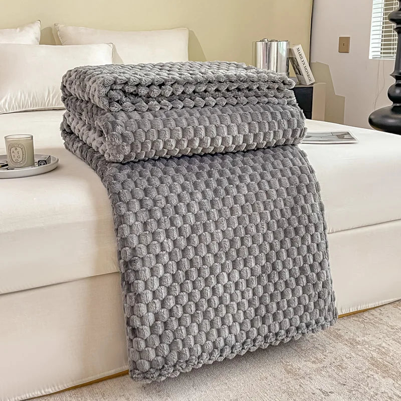 Fluffy Waffle-Check Throw Blanket — Plush Sofa Warmth — Lifestyle 7