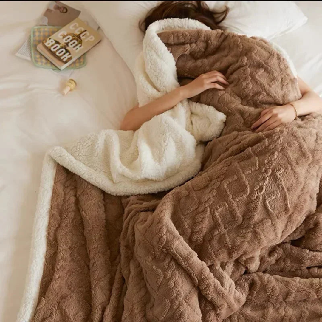 Thick Warm Reversible Fleece Blanket — Plush Nordic Comfort — Front view