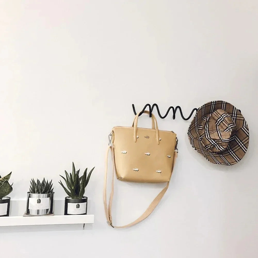 Wrought Iron Wall Hooks — Modern Wave-Design Coat Rack — Lifestyle 7