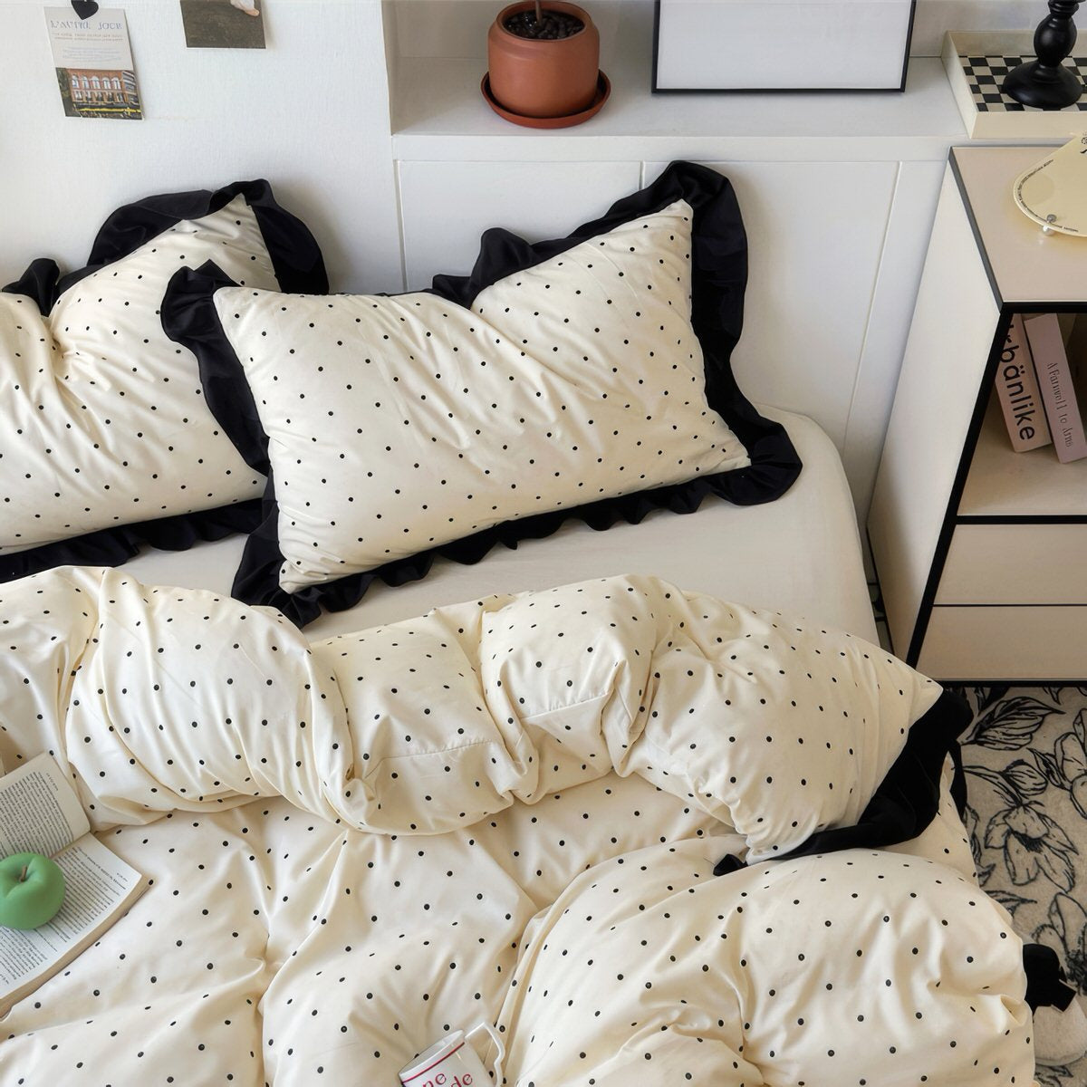 French Polka Dot Bedding Set — Soft-Touch Cotton Duvet & Pillowcases — Front view