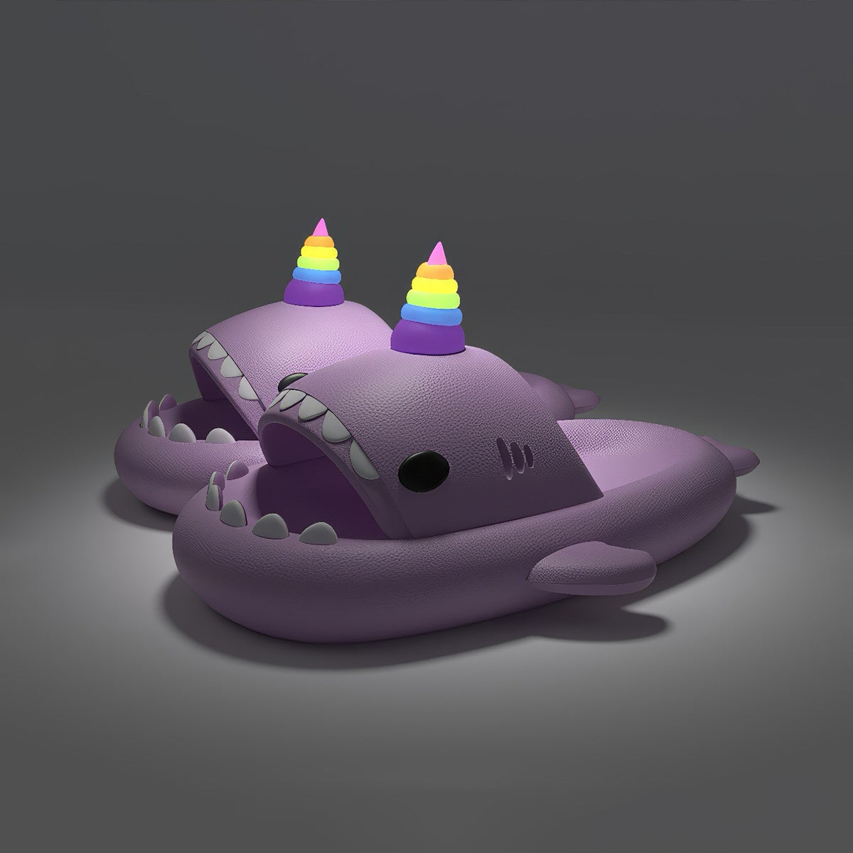 Glow Shark Slide Slippers — Plush Indoor Footwear for Home Wear — Detail