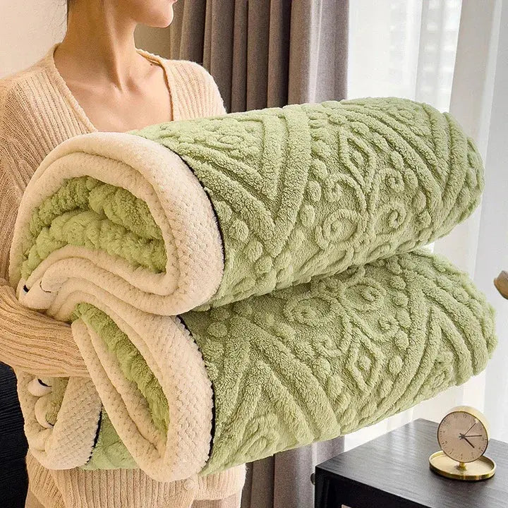 Thickened Double-Sided Breathable Blanket for Comfortable Sleep in Brown, Green, White, or Sky Blue - Multiple Sizes Availabl