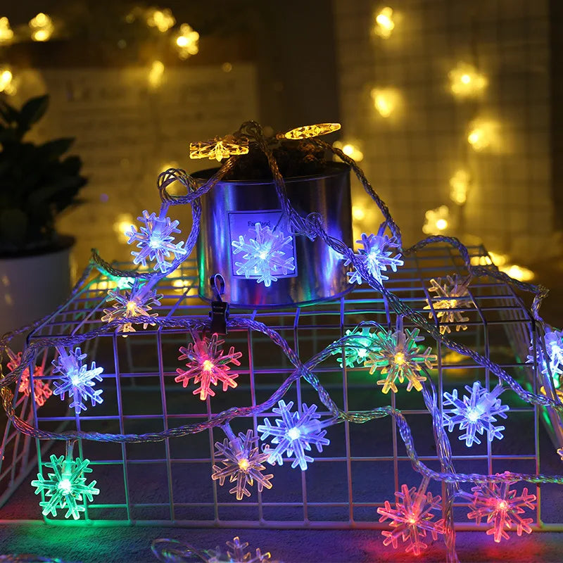 LED Snowflakes String Lights — Warm LED Mood Lighting for Bedside — Lifestyle 1
