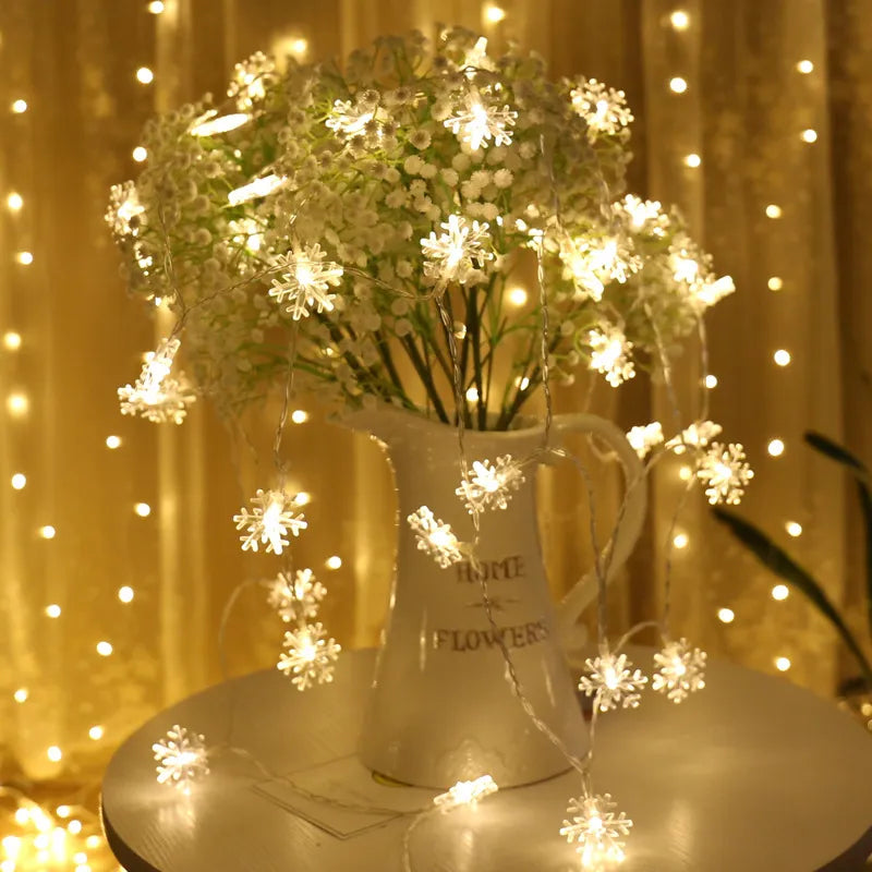 LED Snowflakes String Lights — Warm LED Mood Lighting for Bedside — Lifestyle 3