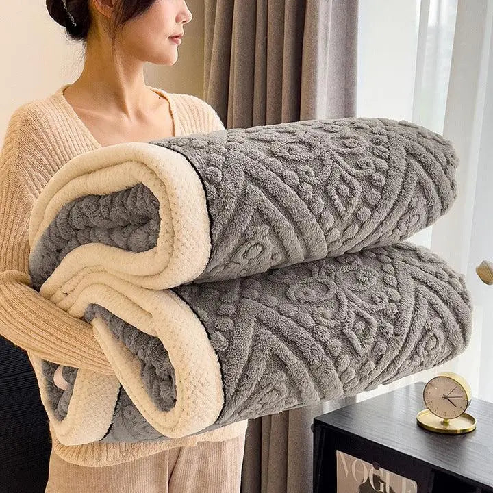 Thickened Double-Sided Breathable Blanket for Comfortable Sleep in Brown, Green, White, or Sky Blue - Multiple Sizes Availabl