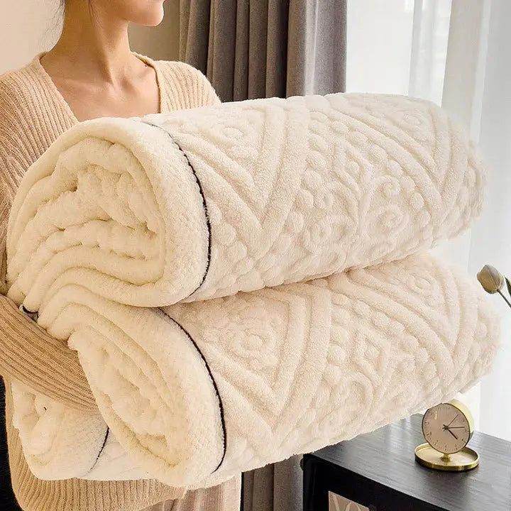 Thickened Double-Sided Breathable Blanket for Comfortable Sleep in Brown, Green, White, or Sky Blue - Multiple Sizes Availabl