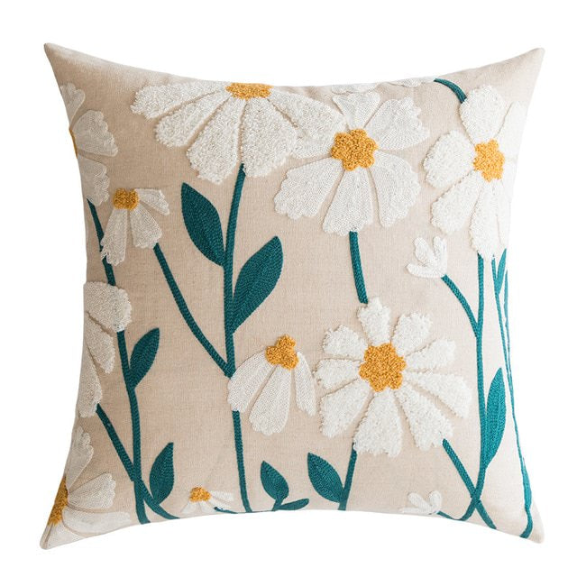 Spring Joy Embroidered Cushion Covers — Soft Textured Pillow for Bedroom Layering — Lifestyle 4