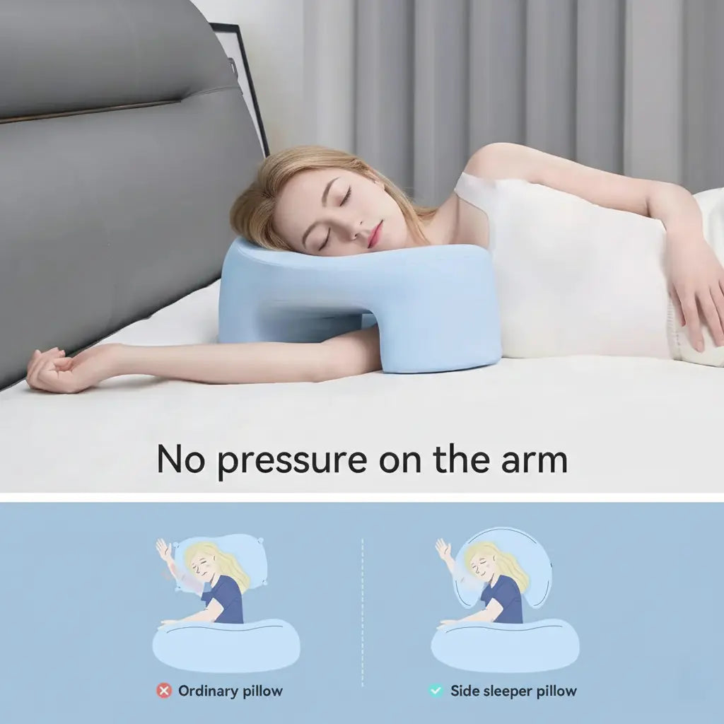 Arm Support Pillow for Comfortable Sleep - Available in Sky Blue, White, and Light Gray — Lifestyle 6
