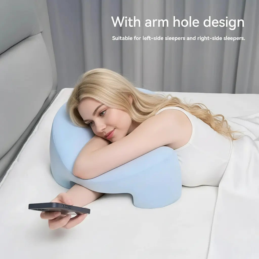 Arm Support Pillow for Comfortable Sleep - Available in Sky Blue, White, and Light Gray — Lifestyle 7