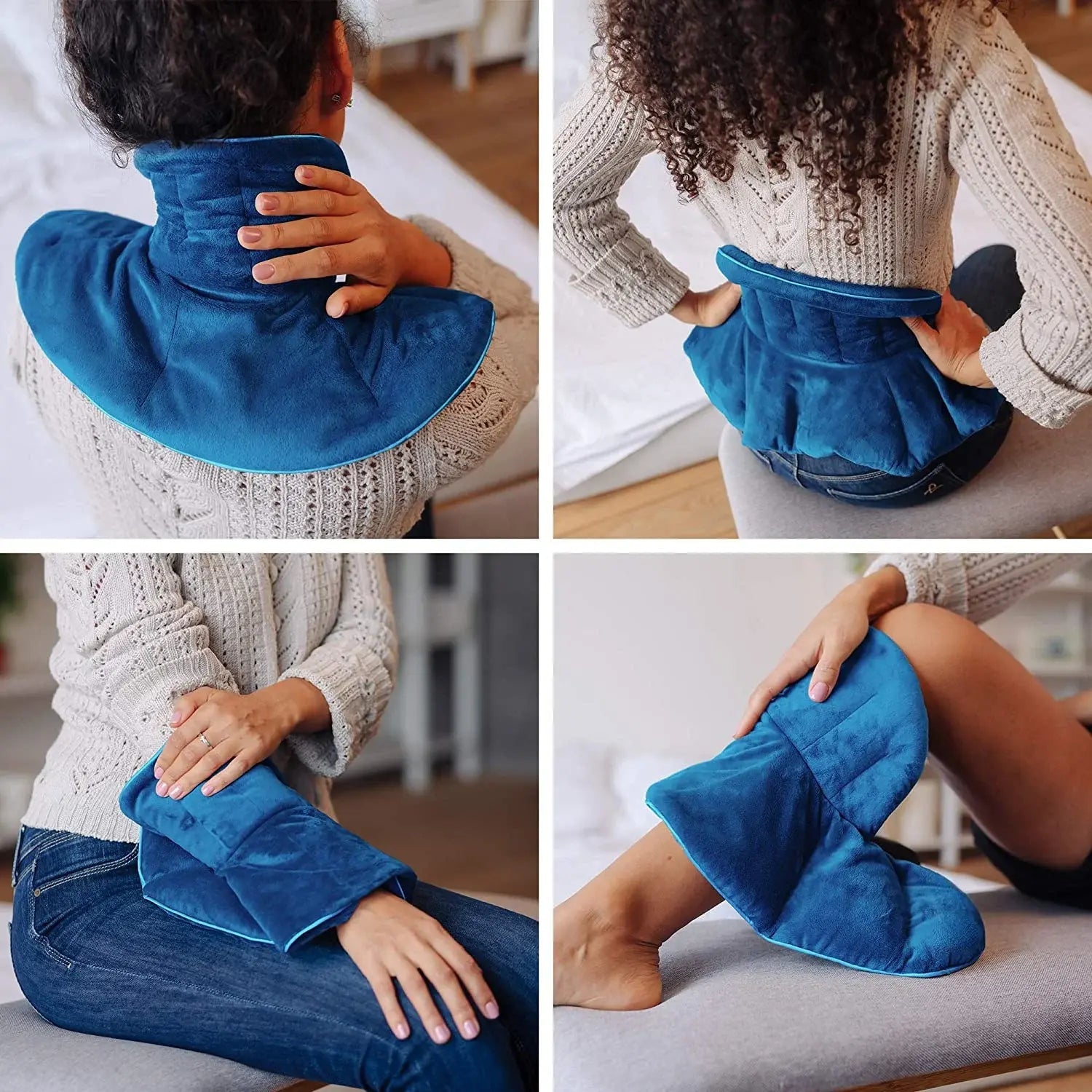 Microwavable Neck Wrap for Comfort - Available in Blue, Gray, and Purple — Lifestyle 3