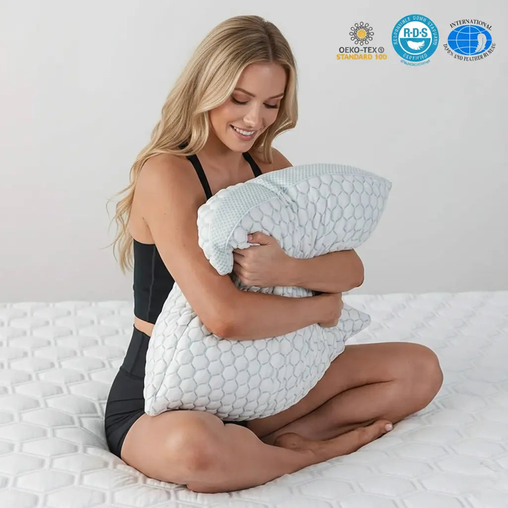 Cooling Shredded Memory Foam Pillow in White - Standard Size for Comfortable Sleep and Relaxation — Lifestyle 6