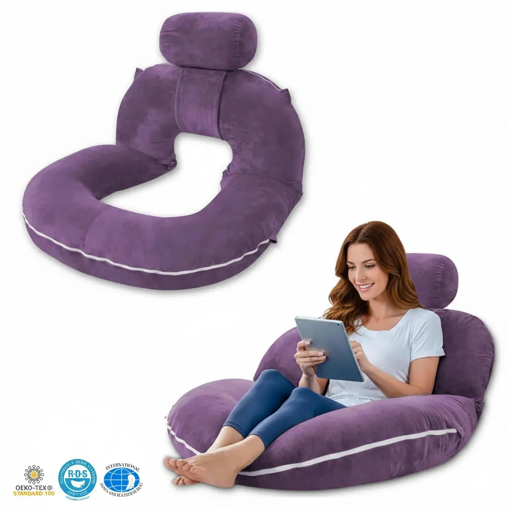 Comfortable Reading Pillow for Relaxation and Support in Grey, Navy Blue, Light Blue, and Dark Purple — Lifestyle 13