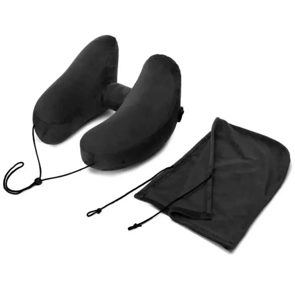 Inflatable H-Type Neck Pillow for Travel Comfort - Available in Blue, Grey, Black, and Pink — Lifestyle 7