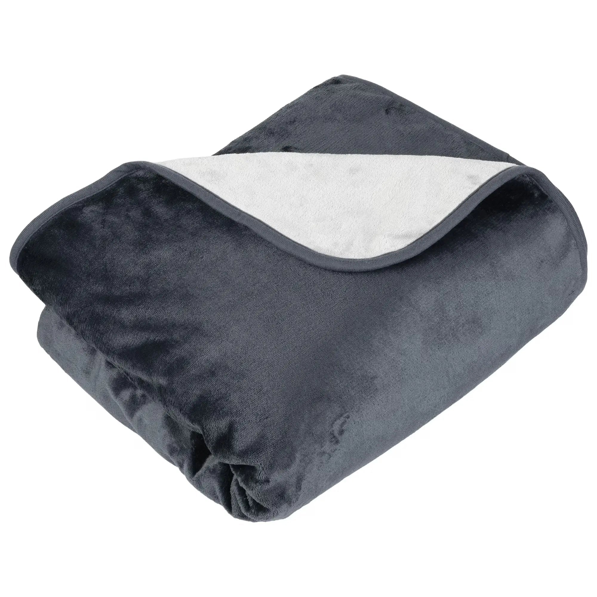 Waterproof Double-Sided Flannel Blanket for Comfort and Warmth in Grey and Black - Multiple Sizes Available — Lifestyle 6