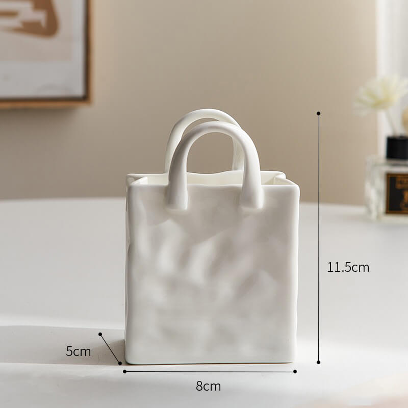 Paper Bag Shaped Ceramic Vase — Decorative Vase for Considered Styling — Lifestyle 5